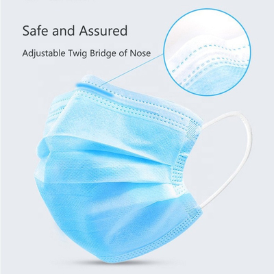 Elastic Earloop Disposable Face Mask 3 Ply Nonwoven Fabric Material