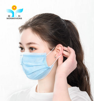 YIHE 3 Ply 14.5*9.5cm Blue White Disposable Face Mask , Nursing Surgical Flat Face Mask  For Kids
