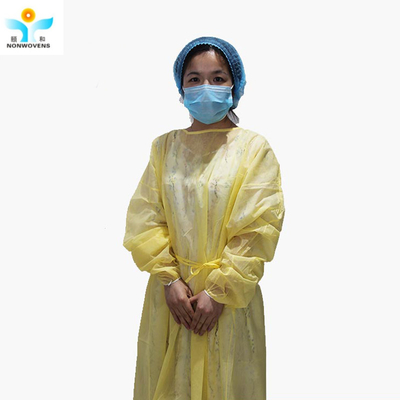 Long Sleeve 25gsm Hospital Disposable Isolation Clothing Yellow Surgical Grown Washable