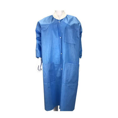 Nonwoven Fabric SMS Hospital Doctor Surgery Clothes V Collar Blue White