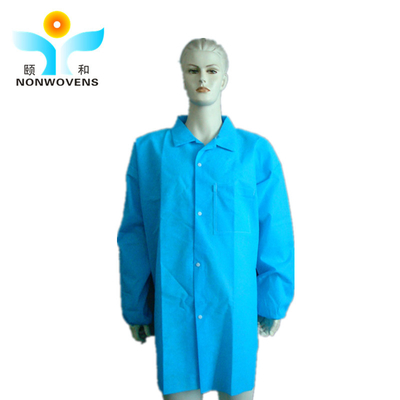 SMS Material Disposable Lab Coat Elastic PP 25gsm With Different Color